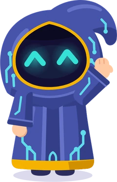 Taj, the app’s guide character, waving from the edge